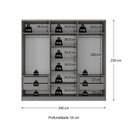 Ver imagem 3 de Guarda-Roupa Casal 100% MDF 6 Portas Brescia Cinza/Urbi