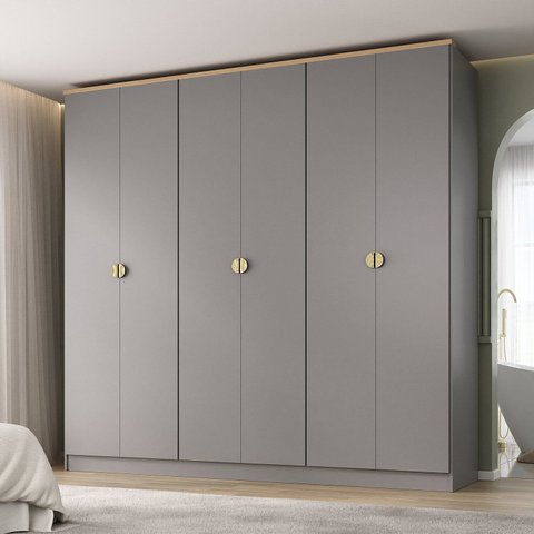Guarda-Roupa Casal 100% MDF 6 Portas Brescia Cinza/Urbi