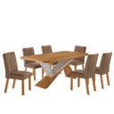 Ver imagem 2 de Conjunto de Mesa 180cm com 6 Cadeiras Kate MDF Marrom Capuccino e Off White