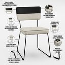 Ver imagem 6 de Mesa Capri 160cm Off White Com 6 Cadeiras Allana B05 Faixa Corano Preto Linho Champagne - Lyam