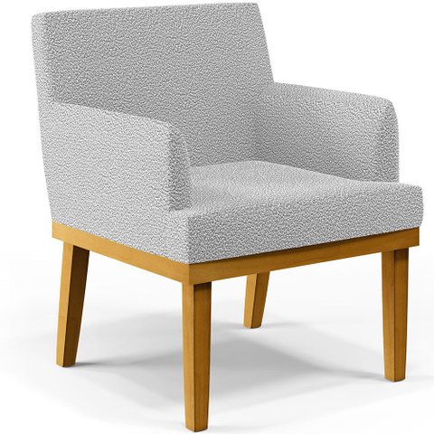 Poltrona Decorativa Para Sala De Estar Base Mel Beatriz W01 Bouclê Cinza - Lyam Decor