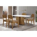 Ver imagem 1 de Conjunto Mesa e 4 Cadeiras Berlim Curvo + Havana Naturale Moderno MDF Tecido Off White Móveis