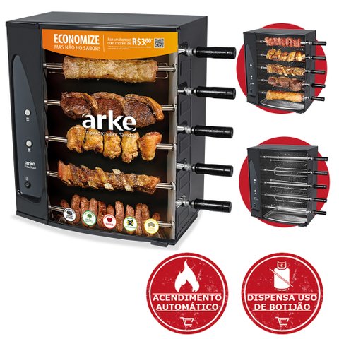 Churrasqueira Elétrica Rotativa 5 Espetos Vitta Smart Arke