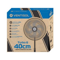 Ventilador de Coluna Ventisol Turbo 6 Preto com 6 Pás Cinza 40 Cm Diâmetro 220v - 8