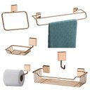 Ver imagem 1 de Kit Banheiro 6 peças Cobre Rosé Gold Fixação Parafuso