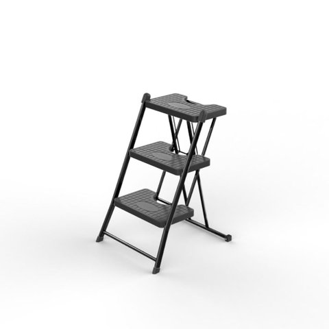 Escada Alcance De 03 Degraus Preta - Anodilar