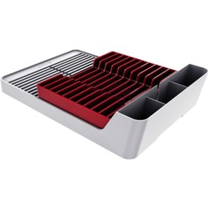 Escorredor de Louças Para 11 Pratos - Branco/Vermelho