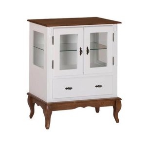 Cristaleira Baixa Lateral Vidro 2 Pts 1 Gv Branco C/ Imbúia