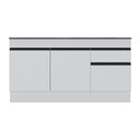 Ver imagem 5 de Balcão Cozinha Gabinete Pia 150cm com Rodapé 3 Portas 1 Gaveta Veneza Multimóveis V2107 Branco/Preto