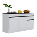 Ver imagem 1 de Balcão Cozinha Gabinete Pia 150cm com Rodapé 3 Portas 1 Gaveta Veneza Multimóveis V2107 Branco/Preto