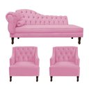 Ver imagem 1 de Divã Cancun 185cm Direito +2 Poltronas Genesis Rosa
