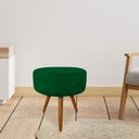 Ver imagem 2 de Puff Banqueta Redonda Nina Suede Verde Pés Palito Castanho - Pallazio