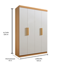 Ver imagem 2 de Guarda Roupa Colibri 4 Portas Mdf Cinamomo com Off White