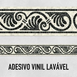 Faixa Decorativa Adesiva (autocolante) - Mosaico Preto e Bege - 2