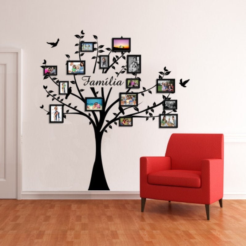 Adesivo Decorativo de Parede Stixx de árvore com molduras preto - Árvore Família (198X212cm)
