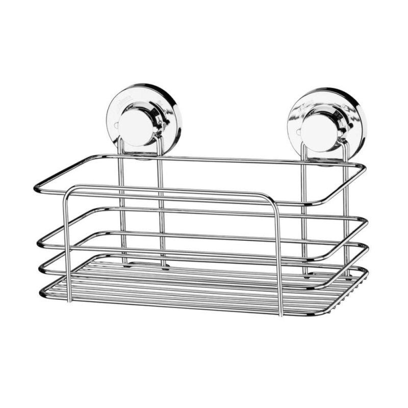 Cesto Organizador Banheiro/Cozinha Fixação Por Ventosa -Aço Cromado - 1