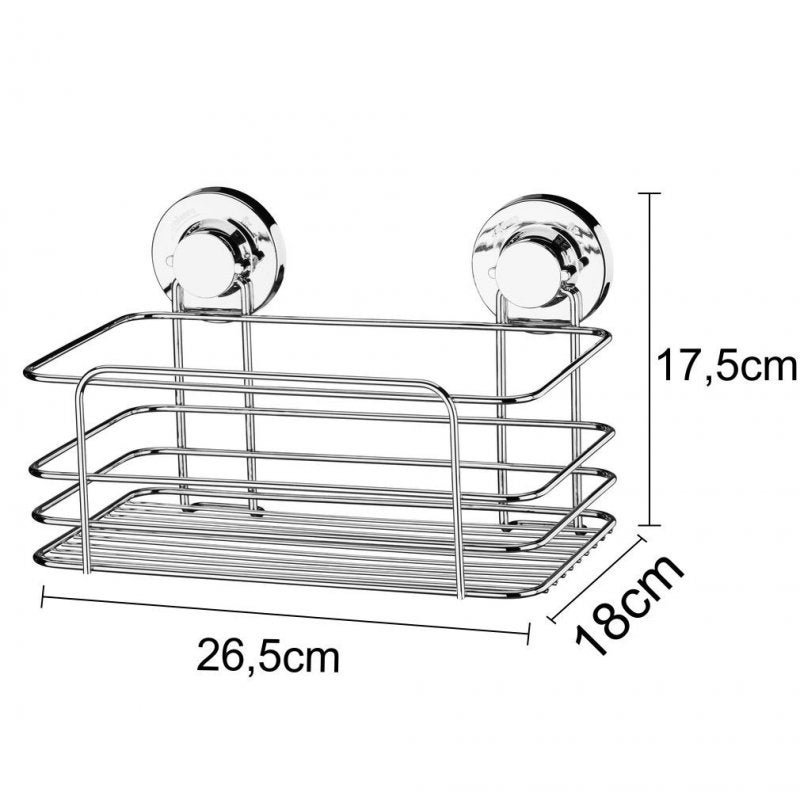 Cesto Organizador Banheiro/Cozinha Fixação Por Ventosa -Aço Cromado - 4