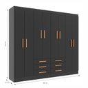 Ver imagem 3 de Móveis para Quarto Guarda-Roupa 8 Portas Paris Preto/Black