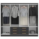 Ver imagem 4 de Móveis para Quarto Guarda-Roupa 8 Portas Paris Preto/Black