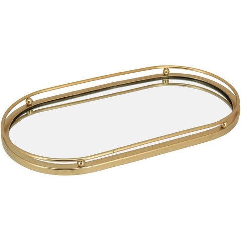 Bandeja Decoativa Lavabo Espelhado Metal 2x14x27cm Dourado