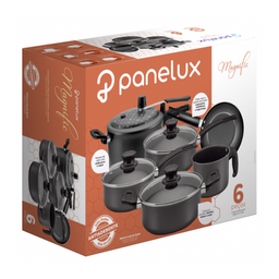 Jogo de Panelas 6 Peças Antiaderente com Panela de Pressão Panelux Grafite - 2