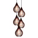 Ver imagem 1 de Combo 5 Pendentes Chile, Luminária de Teto Cozinha e Sala, Lustre Gota Rústico em Madeira MDF (18x25