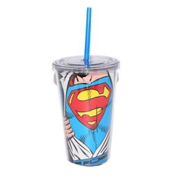 Copo Plástico Dc com Tampa e Canudo Superman Opening - 1