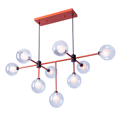 Lustre Pendente para Sala Sputnik Manhattan Moderno 9 Lâmpadas Bivolt:cobre/110v/220v