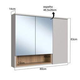 Armário Espelheira para Banheiro Cecília com 3 Portas e Um Nicho Mel/arenas - 4