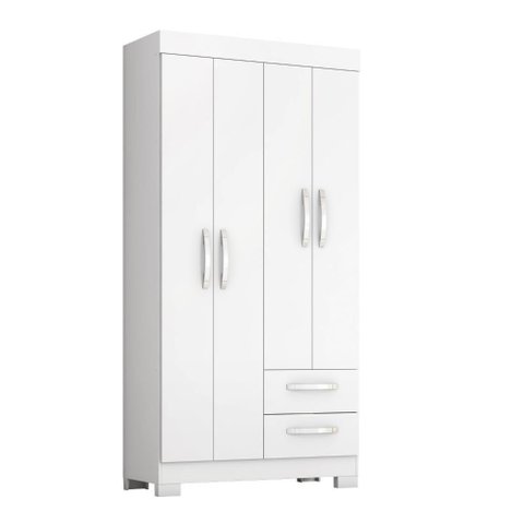 Guarda-roupa com 4 Portas e 2 Gavetas Nt6010 Branco-rosa Notável Móveis Branco-rosa