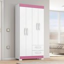 Ver imagem 3 de Guarda-roupa com 4 Portas e 2 Gavetas Nt6010 Branco-rosa Notável Móveis Branco-rosa