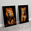 Ver imagem 3 de 2 Quadros Decorativos Leão e Leoa no Tronco Sala Quarto Casa Escritório