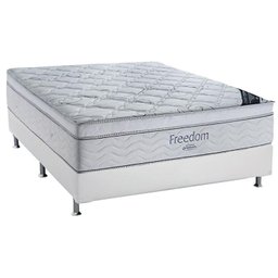 Cama Box Casal: Colchão Molas Ensacadas Ortobom SuperPocket Freedom Visco + Base CRC Courano Branco( - 1 Cama Box Casal: Colchão Molas Ensacadas Ortobom SuperPocket Freedom Visco + Base CRC Courano Branco( - 1