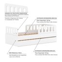 Ver imagem 5 de Bicama Solteiro Mdf Bp Branco com 02 Grades e Cabeceira Megamobilia