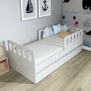 Ver imagem 1 de Bicama Solteiro Mdf Bp Branco com 02 Grades e Cabeceira Megamobilia