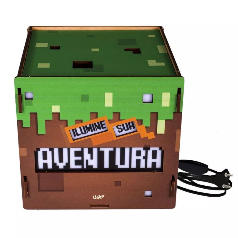 Caixa de Luz Madeira Cubo - Viva Aventura - 1
