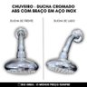 Chuveiro Ducha Econômica Abs com Braço Inox P/ Aquec Á Gás Big Obra - 4