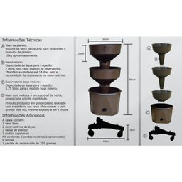 Horta Vertical Auto Irrigável Verde Vida - Acompanha Rodízio Cor Cinza Flocado - 4