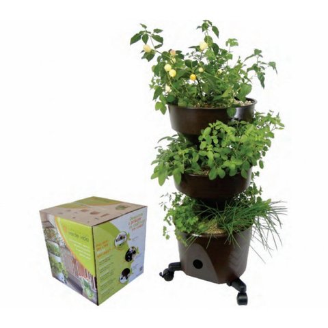 Horta Vertical Auto Irrigável Verde Vida - Acompanha Rodízio Cor Marrom