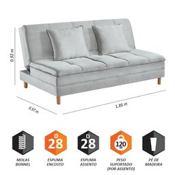 Sofá Cama Vegas 185cm Pé de Madeira Talento Móveis - 3