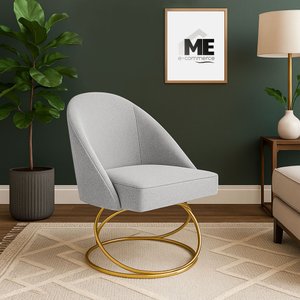 Cadeira Poltrona Lua Bouclê Base Luxo:cinza