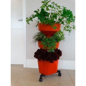 Horta Vertical Auto Irrigável Verde Vida - Acompanha Rodízio Cor Telha