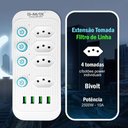 Ver imagem 2 de Filtro de Linha com Usb 2.1a Extensão 4 Tomadas 2m Bivolt