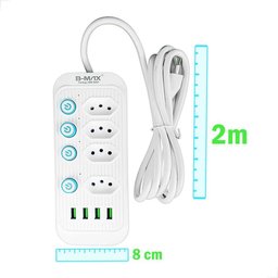 Filtro de Linha com Usb 2.1a Extensão 4 Tomadas 2m Bivolt - 4