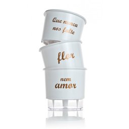 Conjunto 3 Vasos Autoirrigáveis Pequeno Coleção Wishes N2 FLOR E AMOR cor Branco - 2
