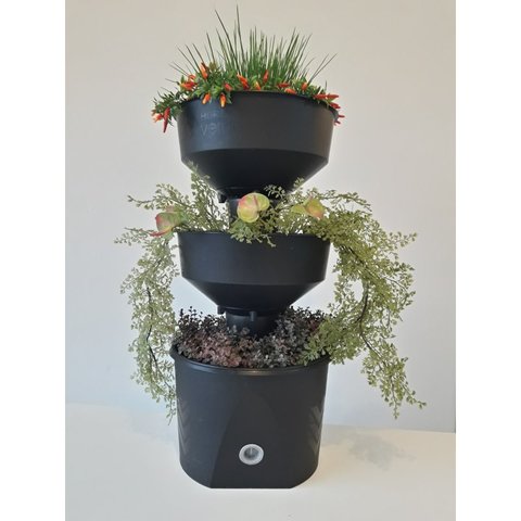 Horta Vertical Auto Irrigável Verde Vida - ACOMPANHA RODÍZIO Cor Preto