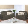 Kit Capa de Sofá Rajada Grafite 2 e 3 lugares Decore 2 peças Textil Lar - 1