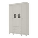 Ver imagem 2 de Guarda-Roupa Infantil 122cm com Vidro 4 Portas e 2 Gavetas Ternura Multimóveis MP4478 - Off White