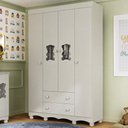 Ver imagem 1 de Guarda-Roupa Infantil 122cm com Vidro 4 Portas e 2 Gavetas Ternura Multimóveis MP4478 - Off White