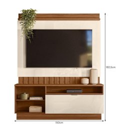 Estante Home Diamantina 150cm para Tv até 60” - Mobler:amendoa / Off White - 5